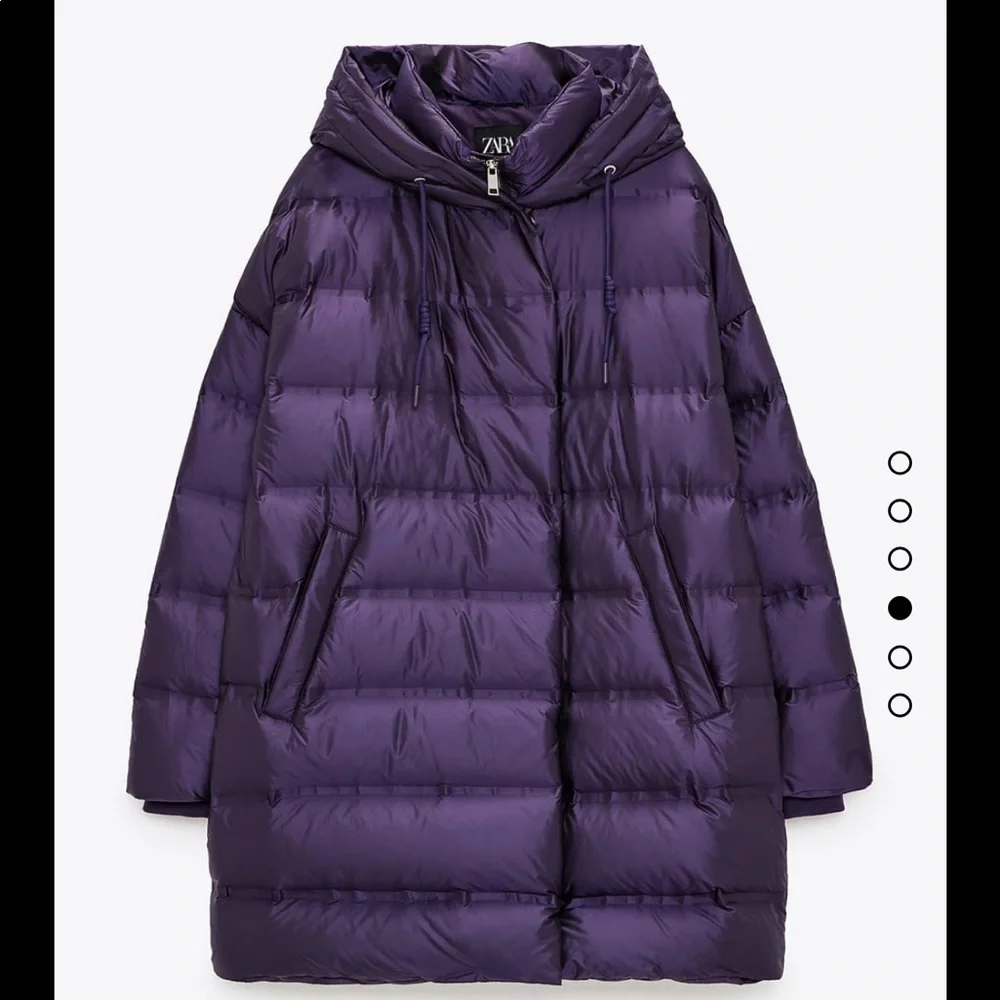 Zara Purple Puffer Coat with Hood - Picture 4 of 6